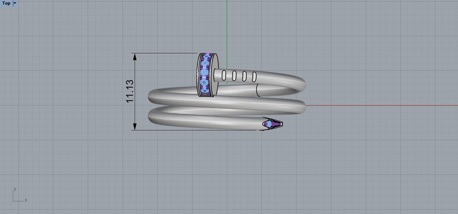 Juste un Clou ring double 19 Size N171 3D print model_8