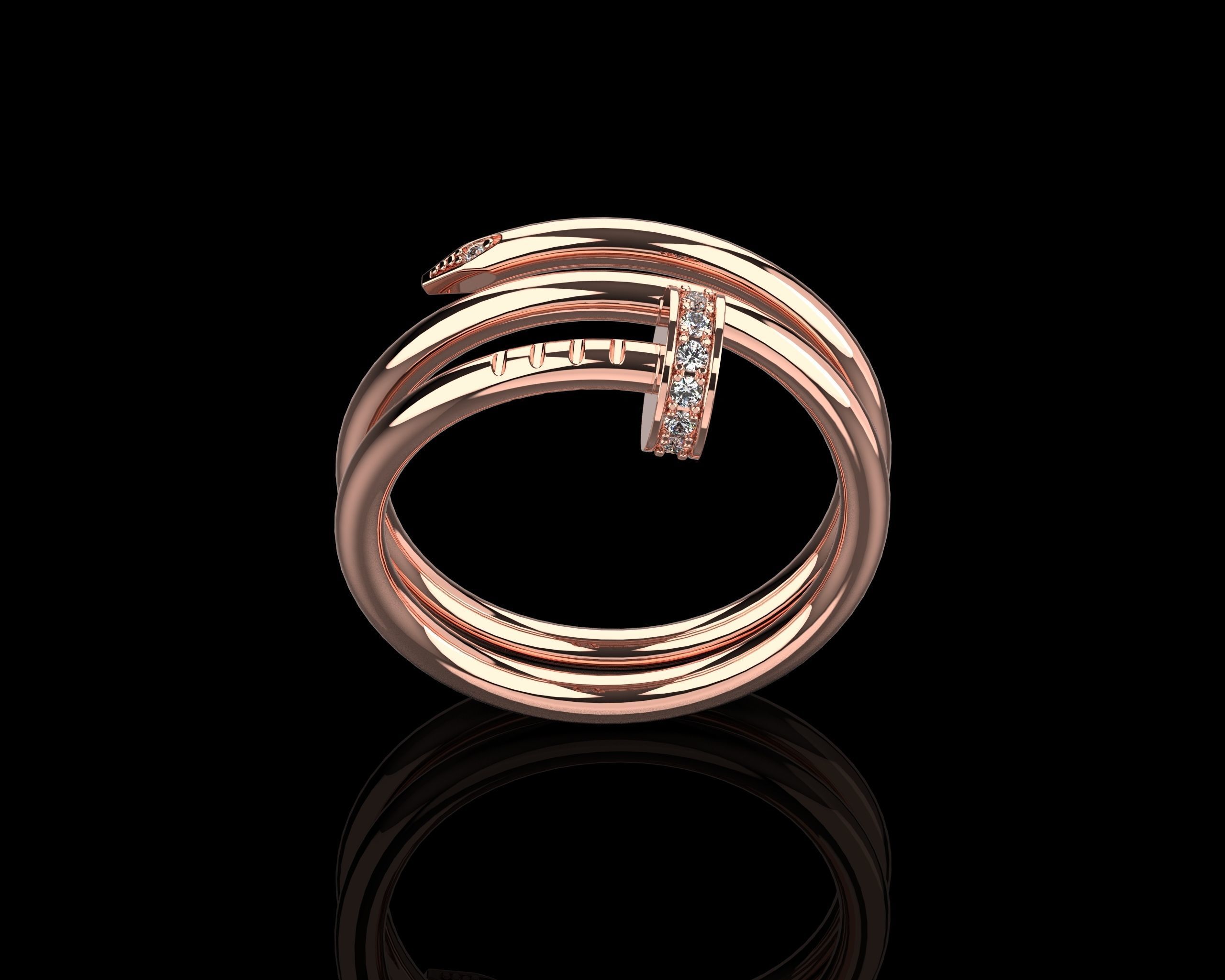 Juste un Clou ring double 19 Size N171 3D print model_15