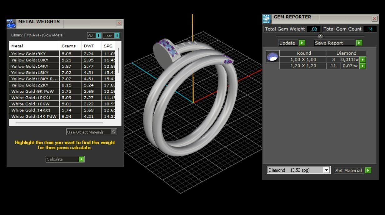 Juste un Clou ring double 19 Size N171 3D print model_9