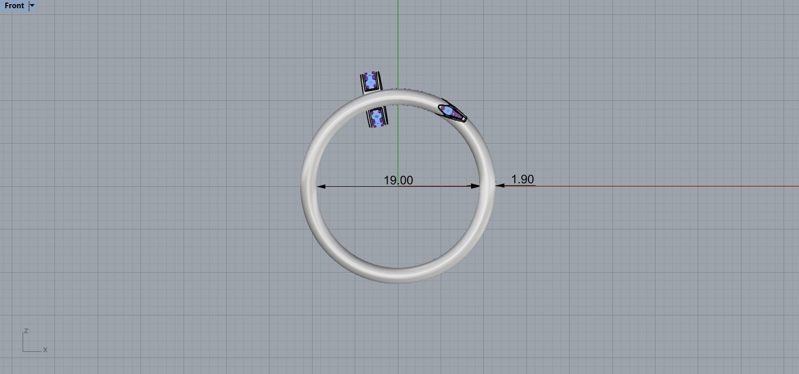 Juste un Clou ring double 19 Size N171 3D print model_7