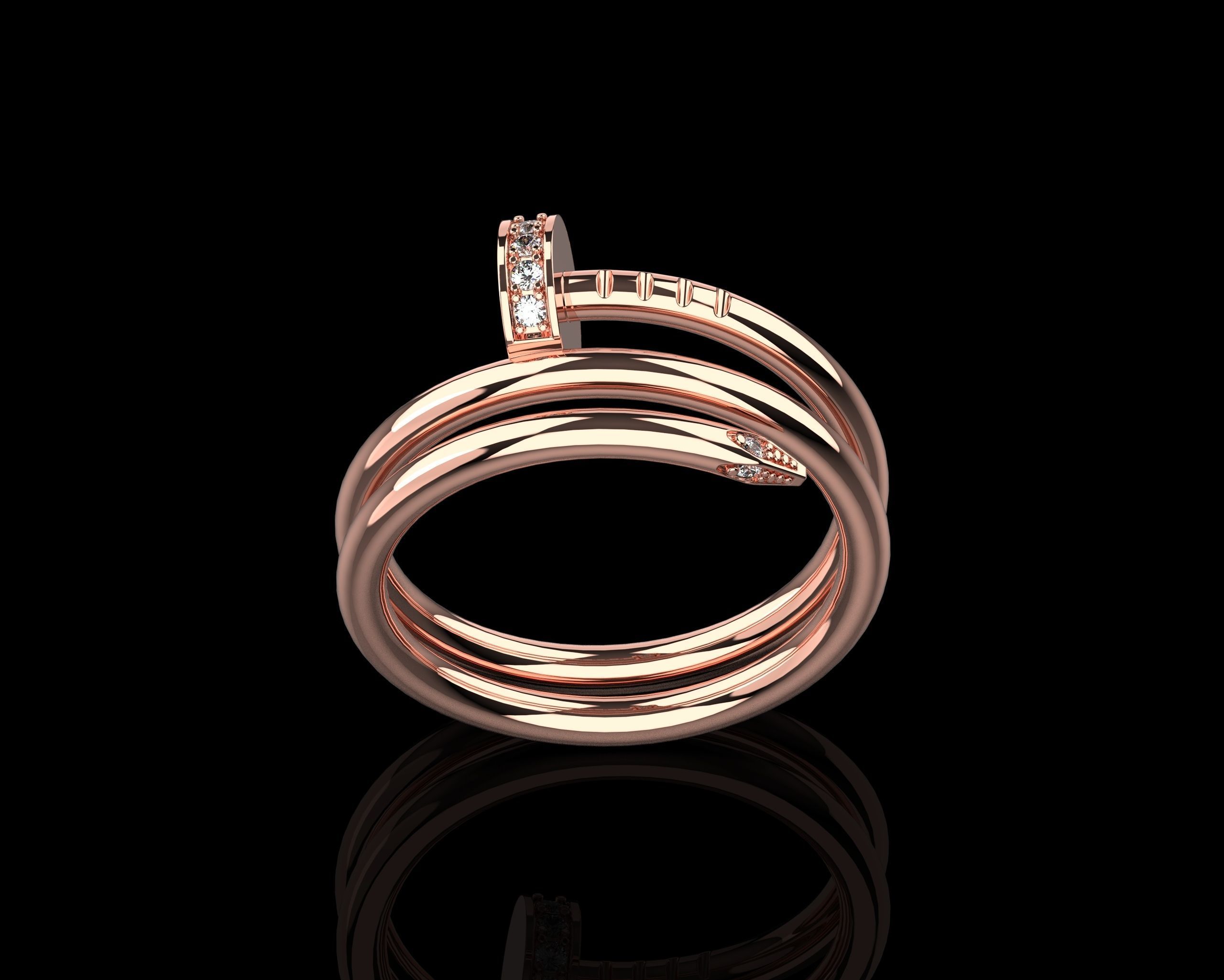 Juste un Clou ring double 19 Size N171 3D print model_13