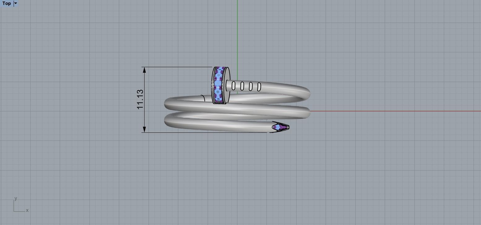 Juste un Clou ring double 21 Size N173 3D print model_8