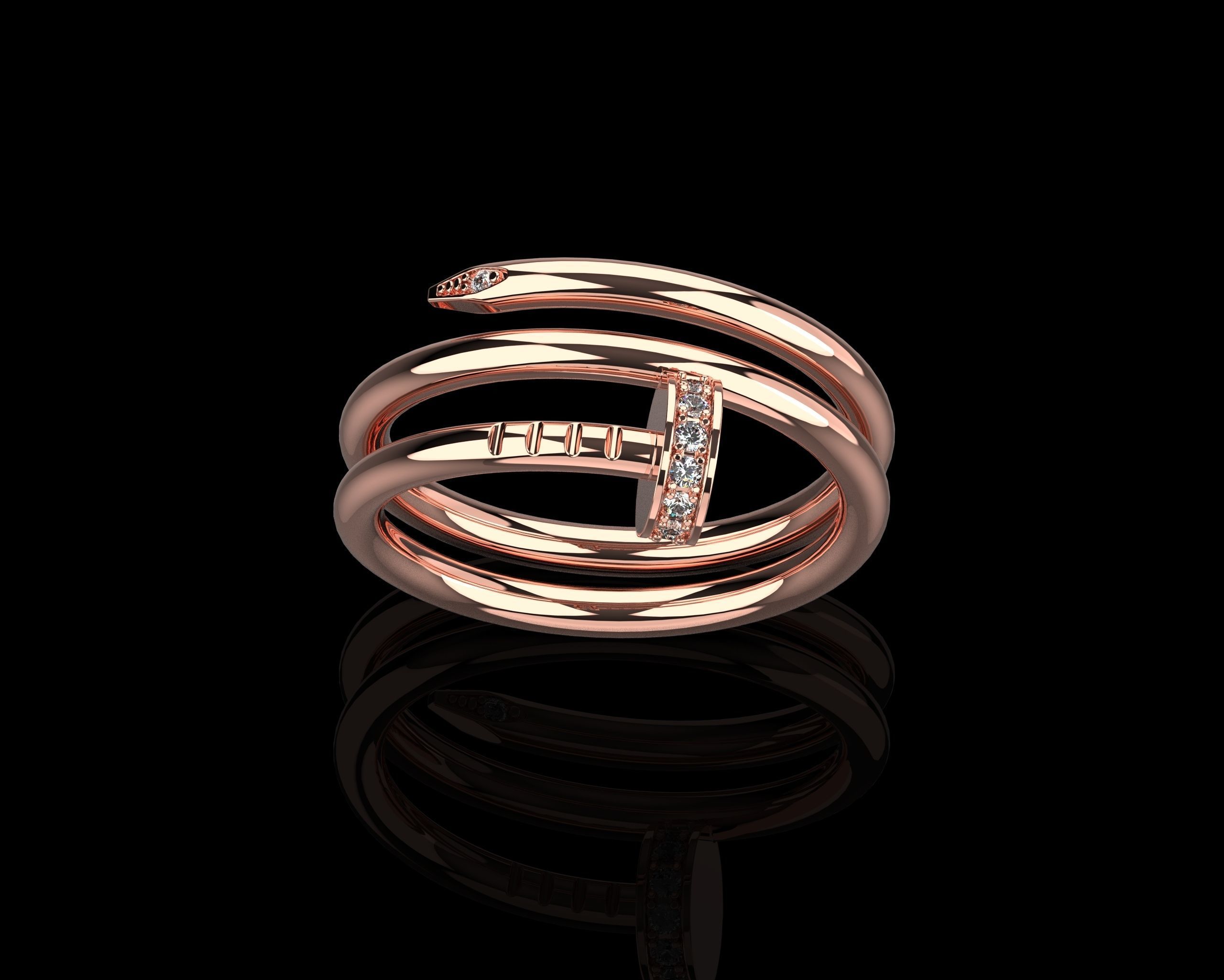 Juste un Clou ring double 21 Size N173 3D print model_17