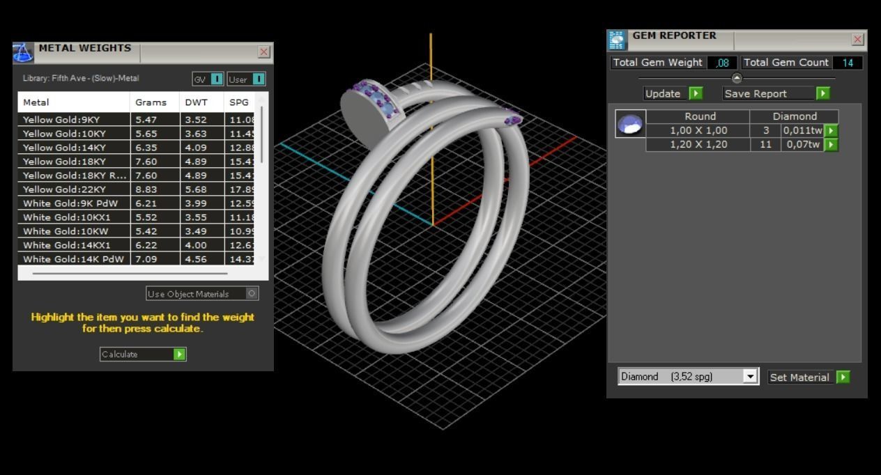 Juste un Clou ring double 21 Size N173 3D print model_9