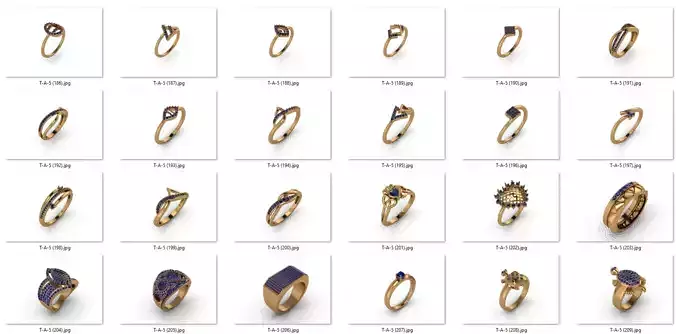 ring 50 pieces drawing 3d rihone drawing ring