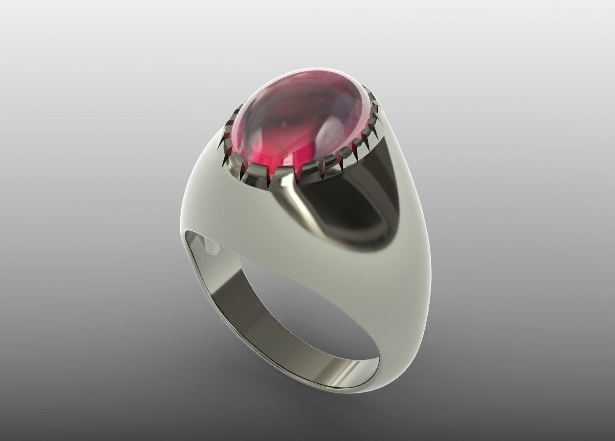 gents cabochon turquoise jade ring size 8 3D print model_4