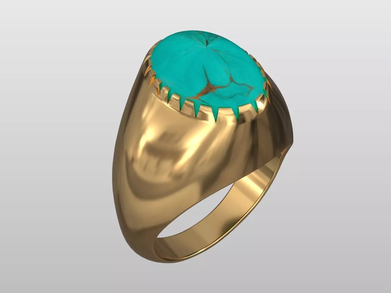gents cabochon turquoise jade ring size 8 3D print model_0