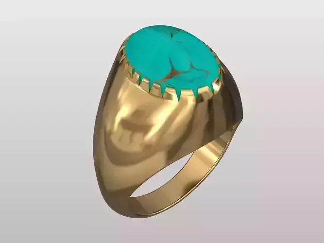 gents cabochon turquoise jade ring size 8