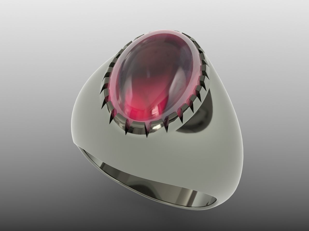 gents cabochon turquoise jade ring size 8 3D print model_2