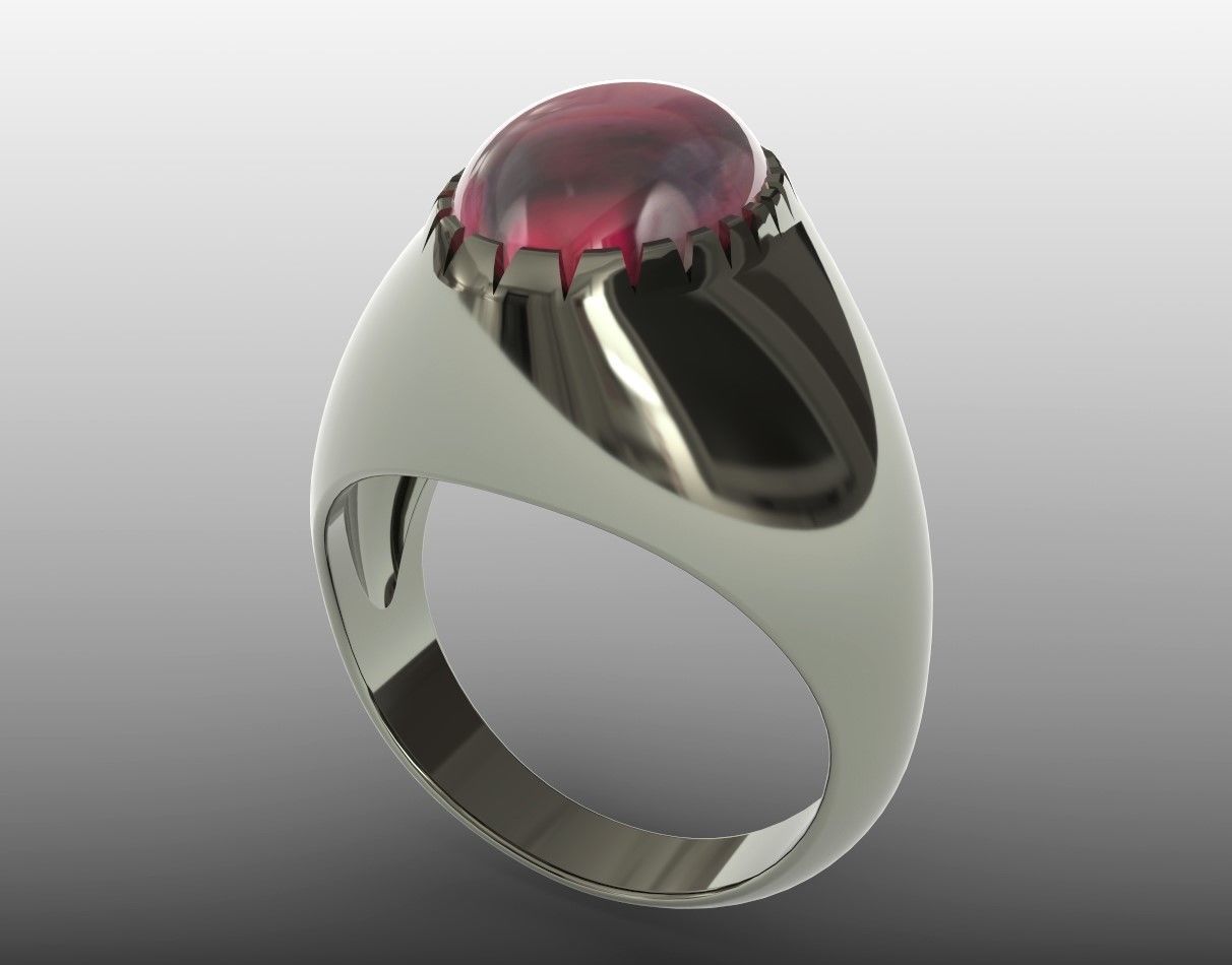 gents cabochon turquoise jade ring size 8 3D print model_1