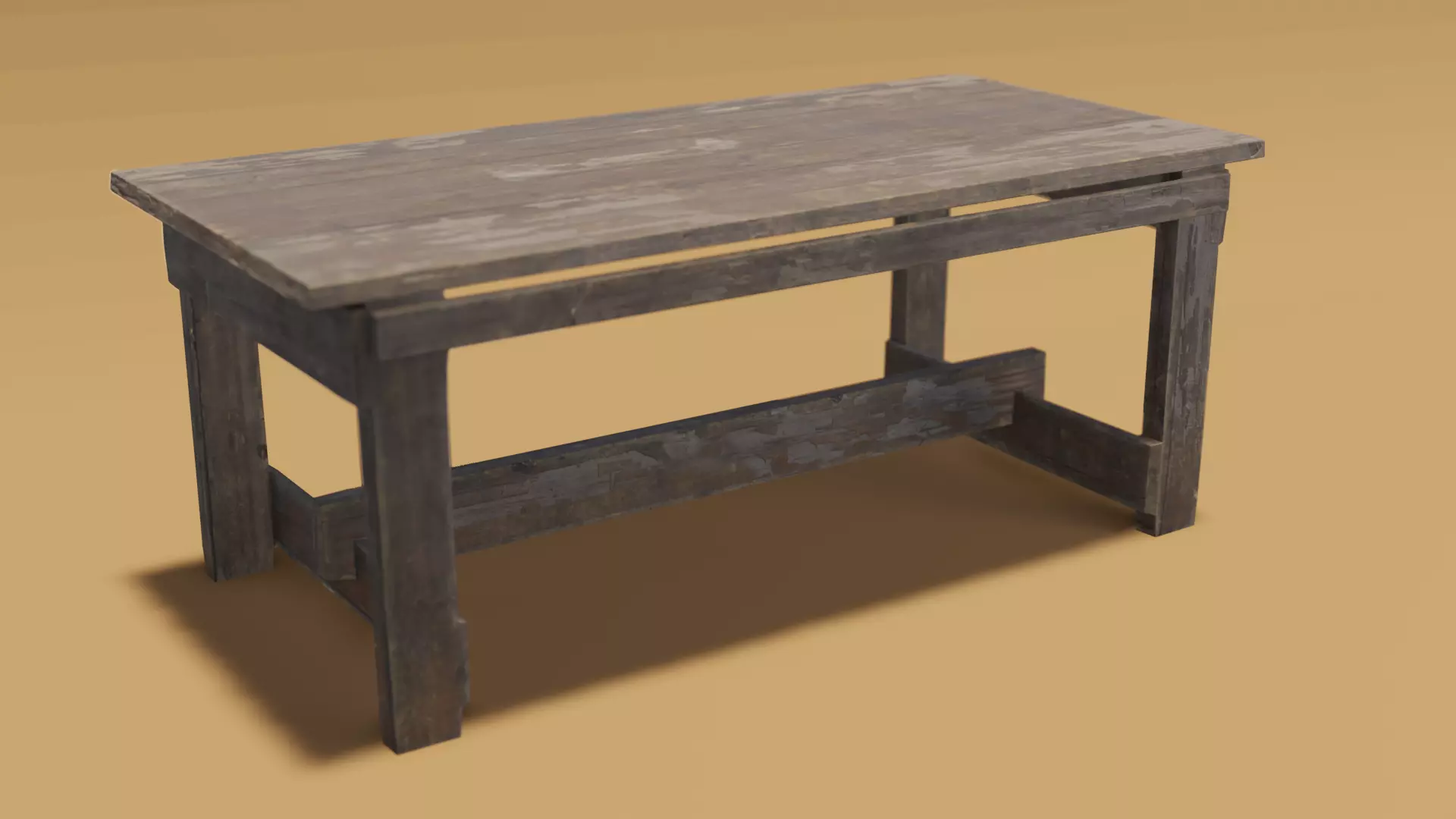 Wooden table 3d  Low-poly 3D model_0