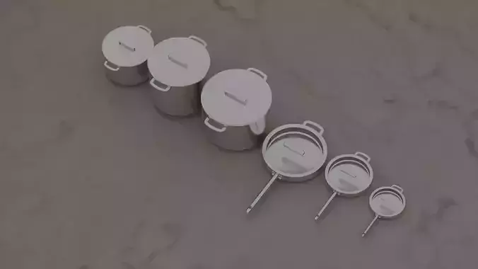 12pc Pots and Pans Asset Pack Low-poly 3D model