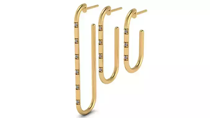 Oval Hoop Earrings with Diamonds