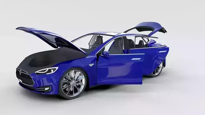 Tesla Model S with interior rev 3D model
