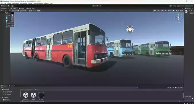 Soviet Bus for Unity Low-poly 3D model