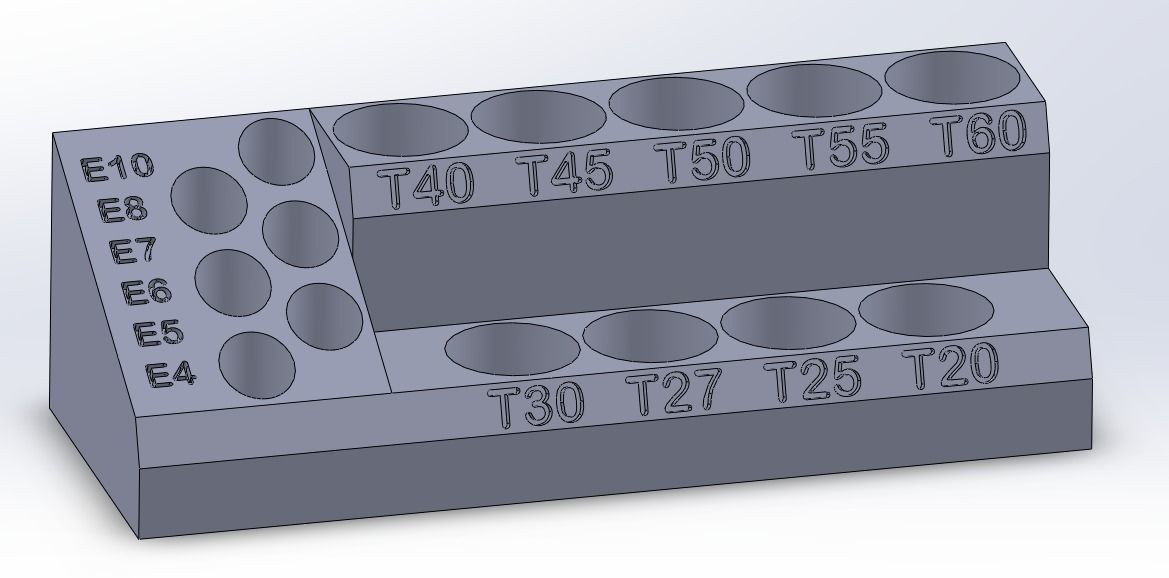 Socket Organizer - 1-2 in Drive Star Bit plus 1-4 in E-socket 3D print model_1