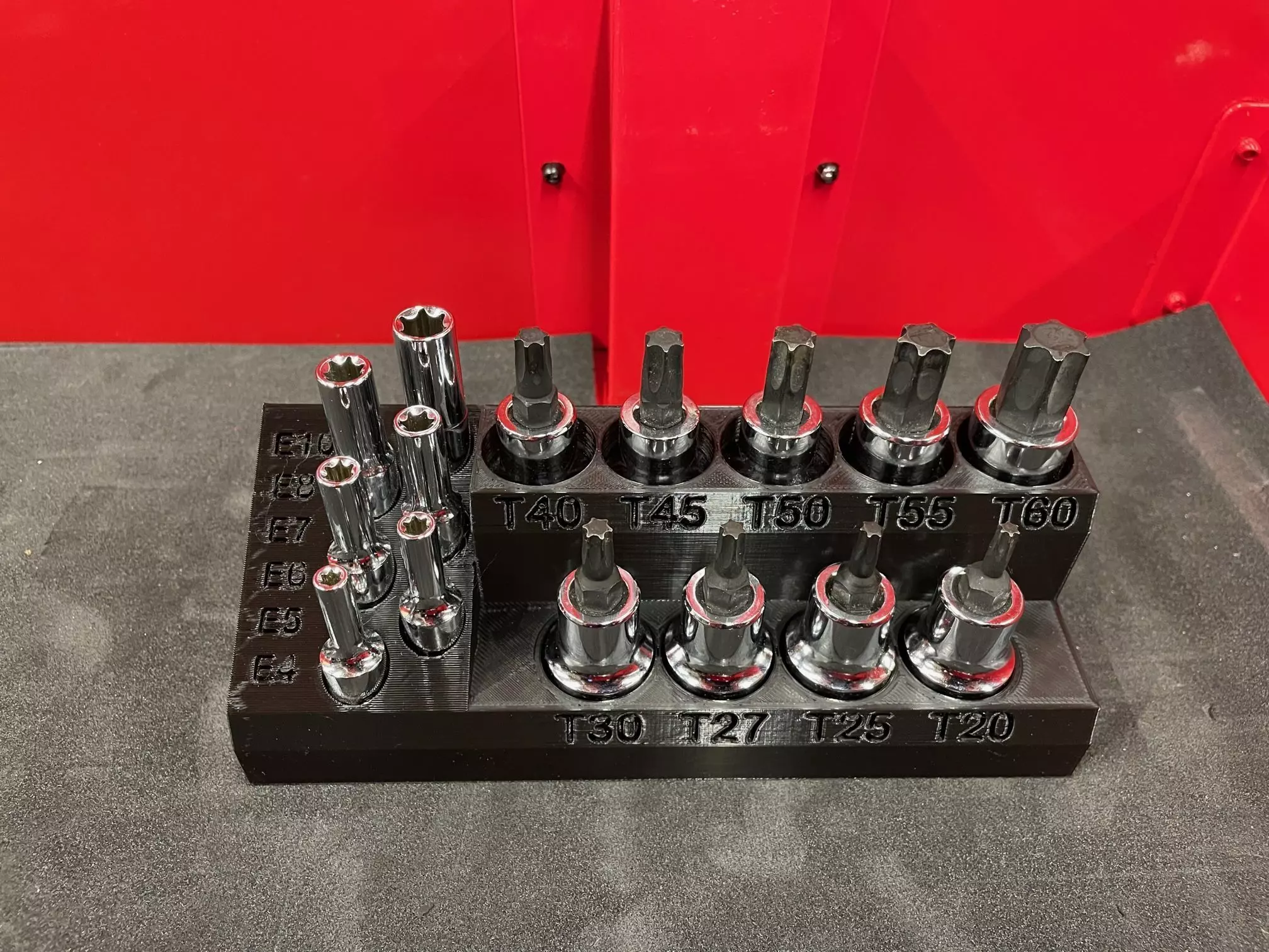 Socket Organizer - 1-2 in Drive Star Bit plus 1-4 in E-socket 3D print model_0