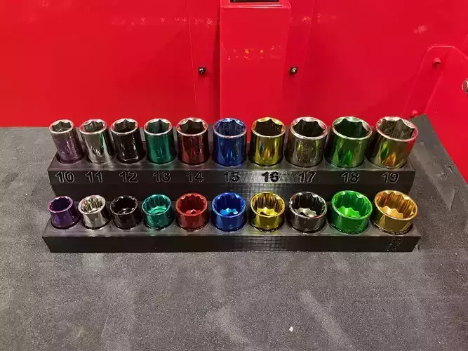 Socket Organizer - 3-8 in Drive Metric Color Coded Socket 3D print model