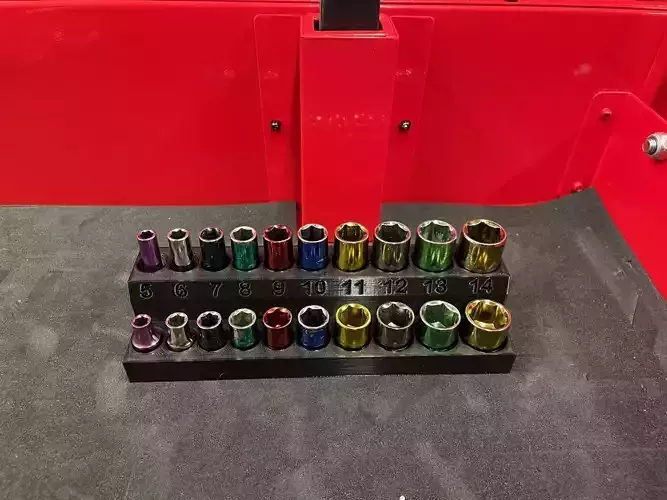 Socket Organizer - 1-4 in Drive Metric Color Coded Socket 3D print model Socket Organizer - 1-4 in Drive Metric Color Coded Socket 3D print model