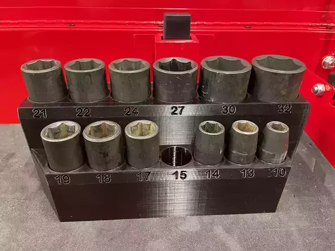 Socket Organizer - 1-2 in Drive Metric Impact Deep Socket 3D print model