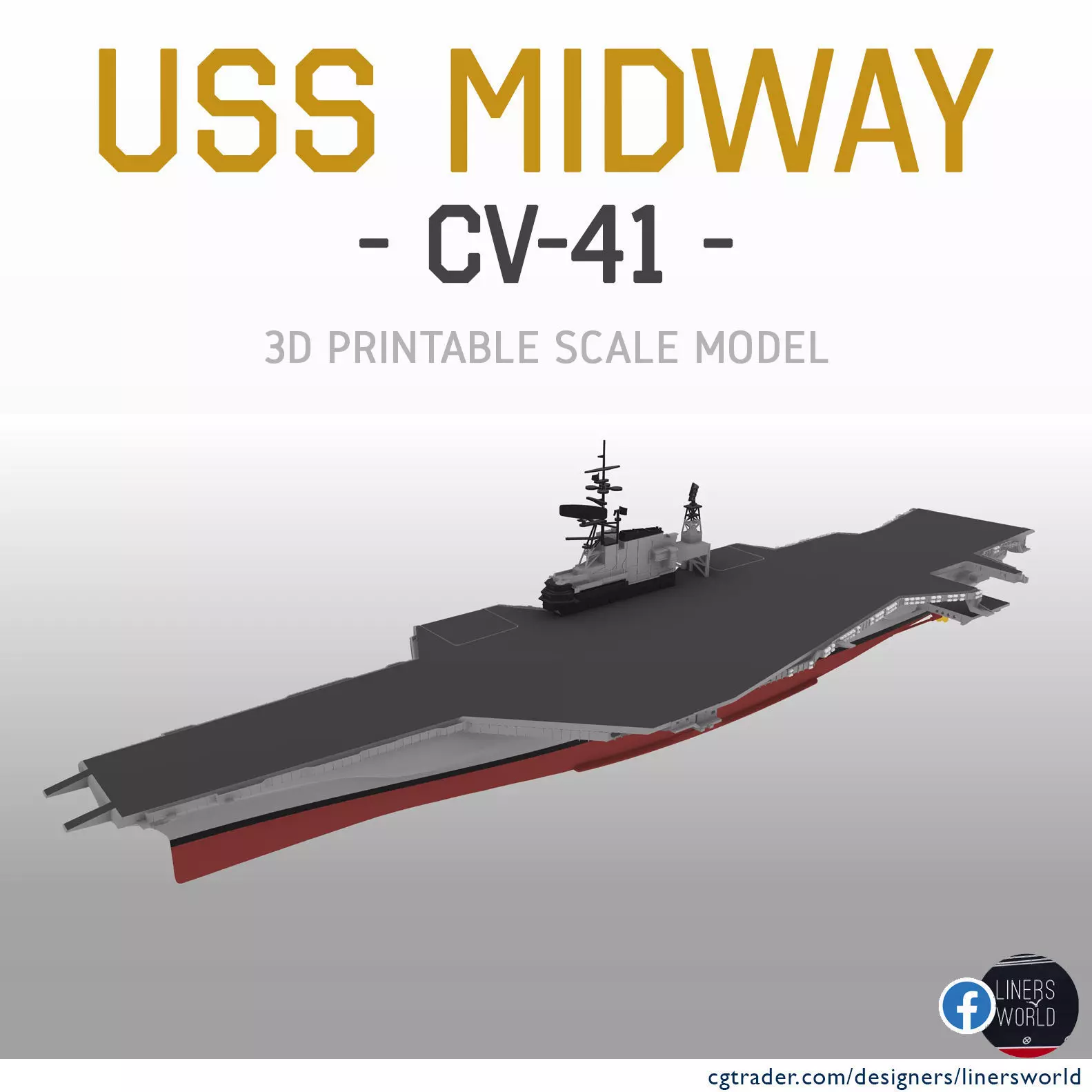 USS MIDWAY CV41 Aircraft carrier print ready model 3D print model_0