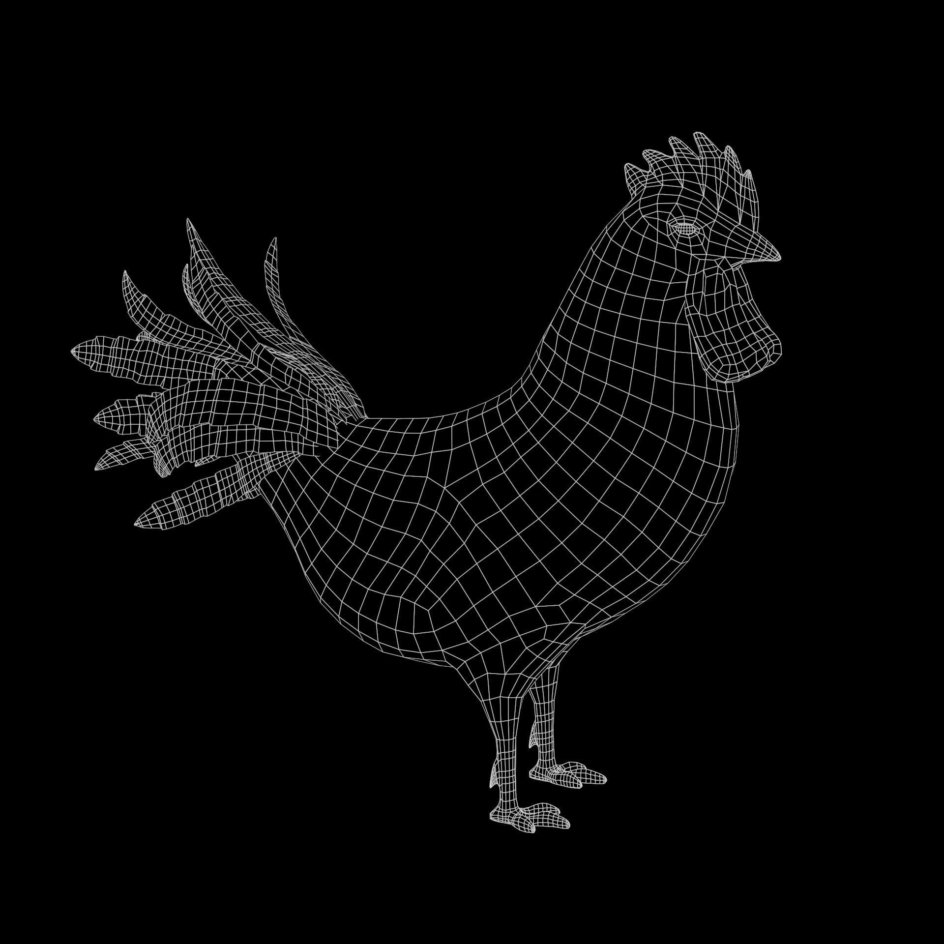Cockerel Game ready 3D model Low-poly 3D model_6