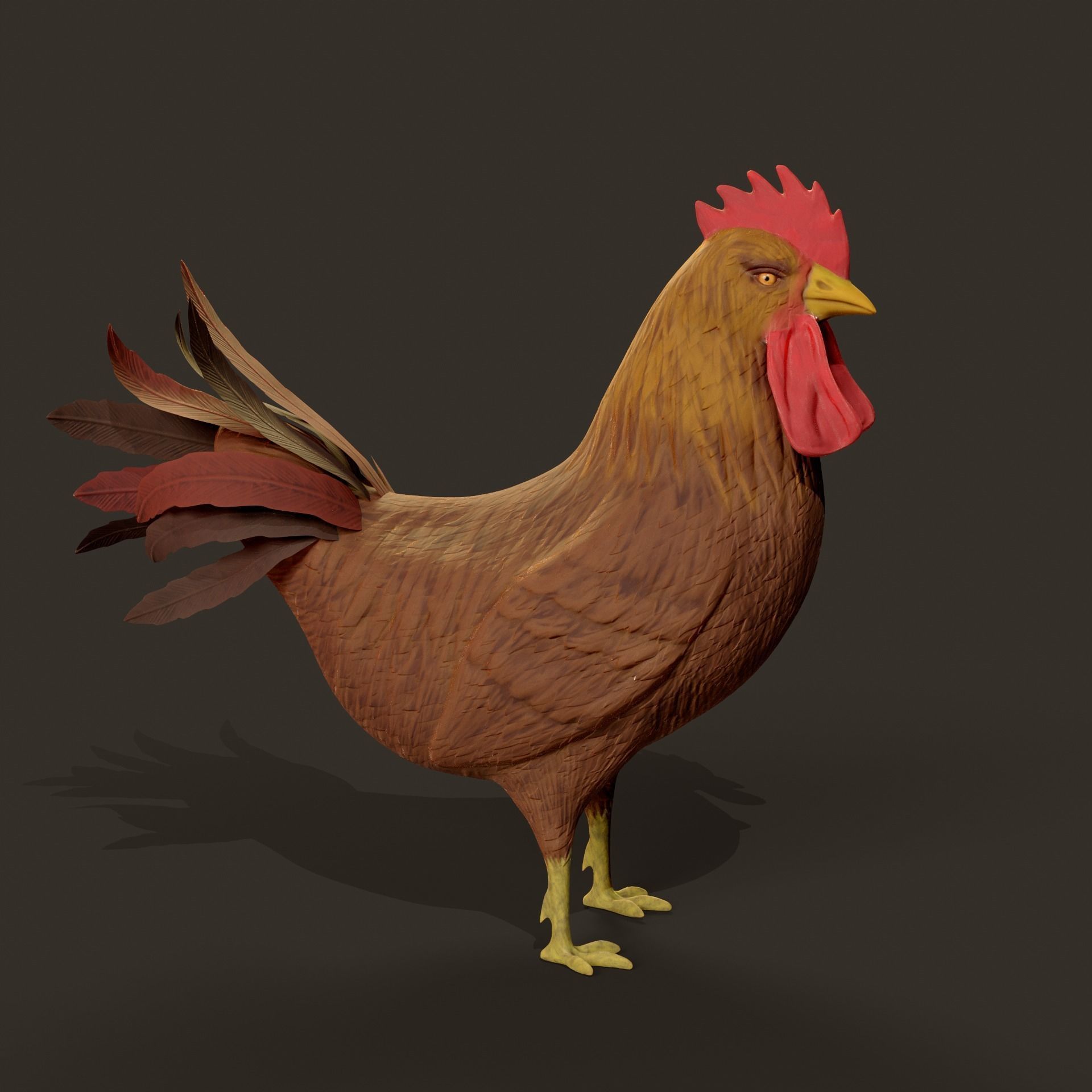 Cockerel Game ready 3D model Low-poly 3D model_2