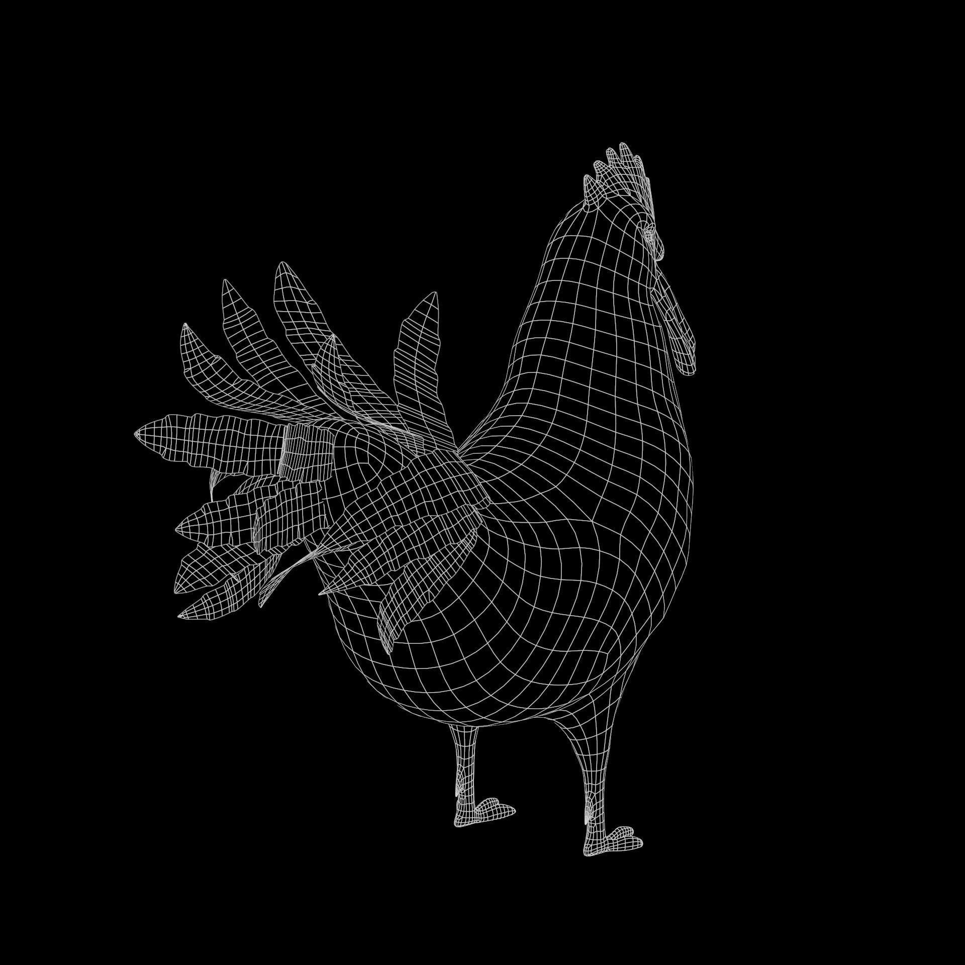 Cockerel Game ready 3D model Low-poly 3D model_8