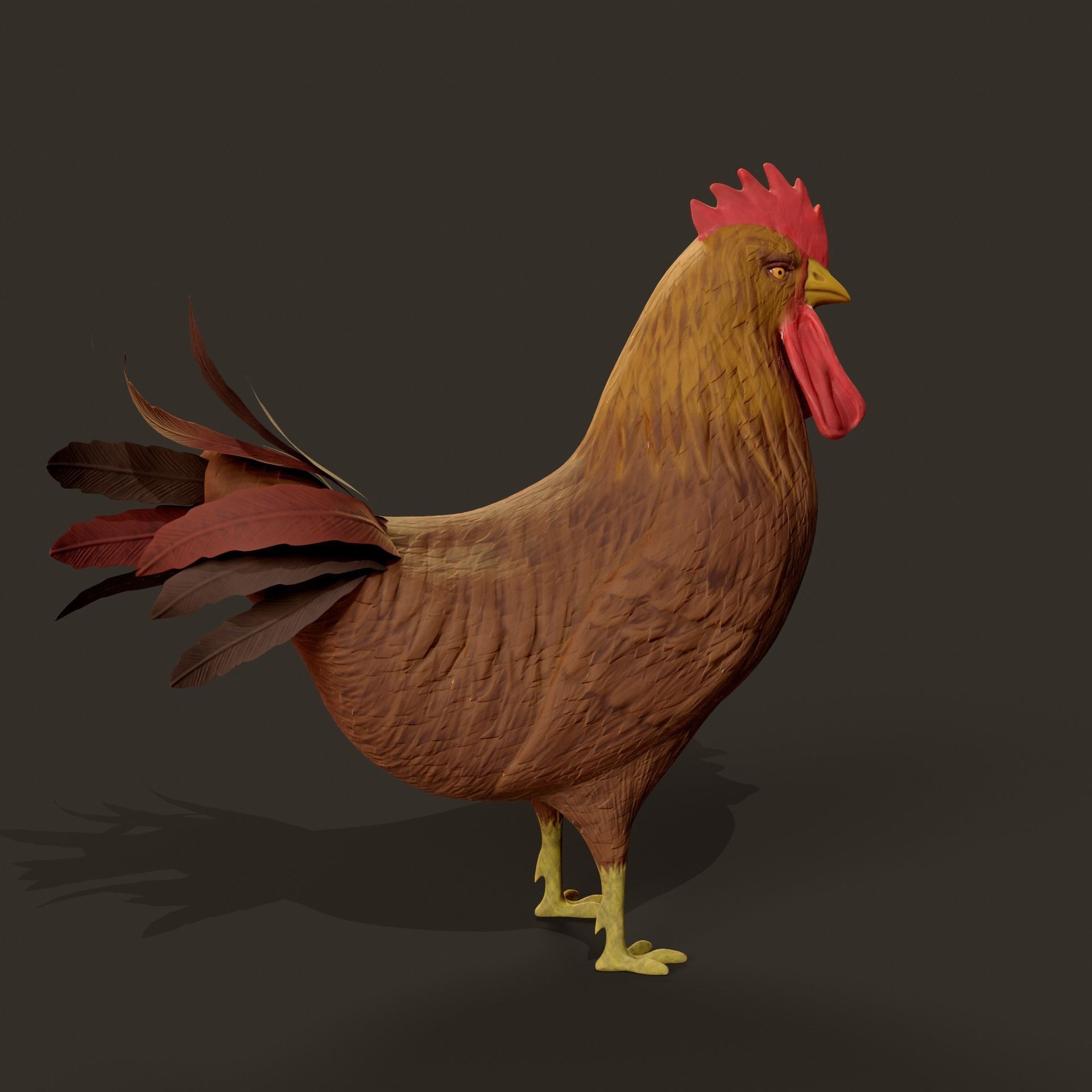 Cockerel Game ready 3D model Low-poly 3D model_3