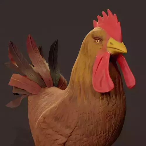 Cockerel Game ready 3D model