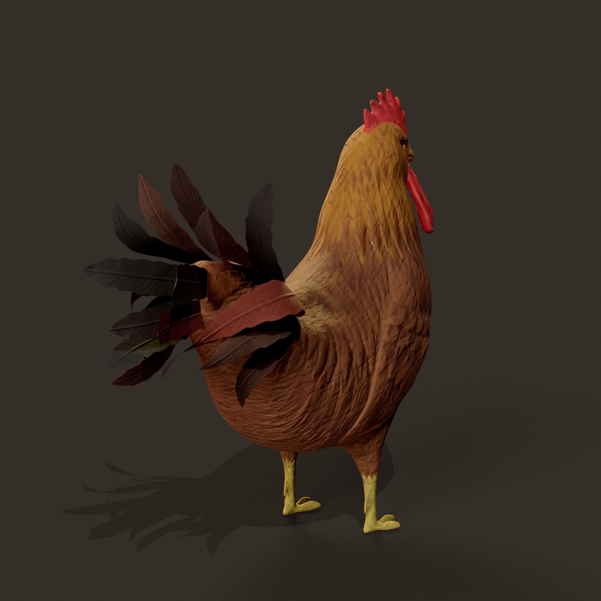 Cockerel Game ready 3D model Low-poly 3D model_4