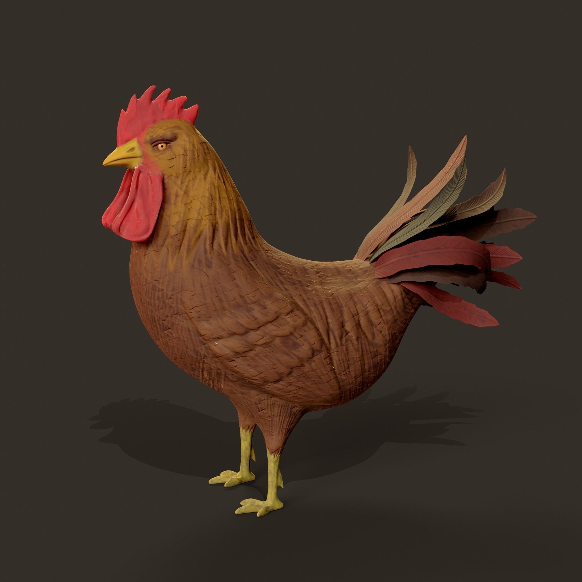 Cockerel Game ready 3D model Low-poly 3D model_5