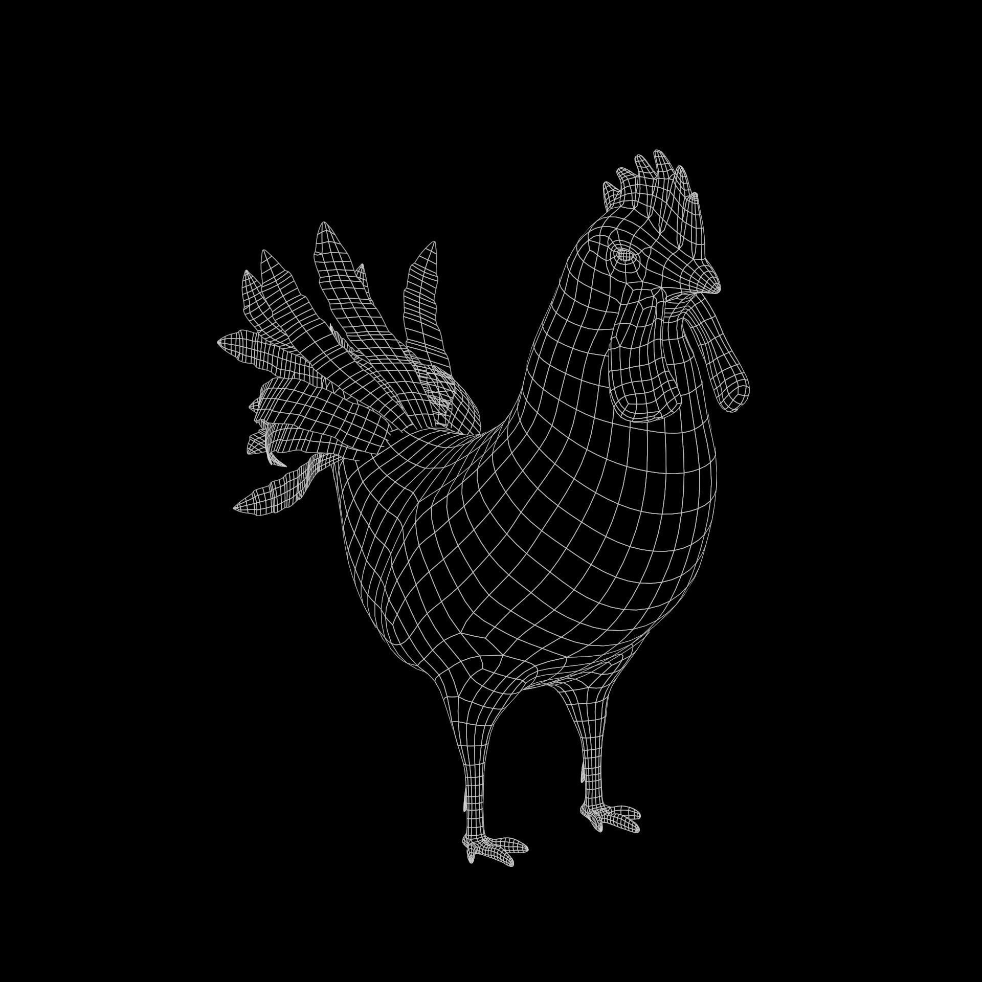 Cockerel Game ready 3D model Low-poly 3D model_7