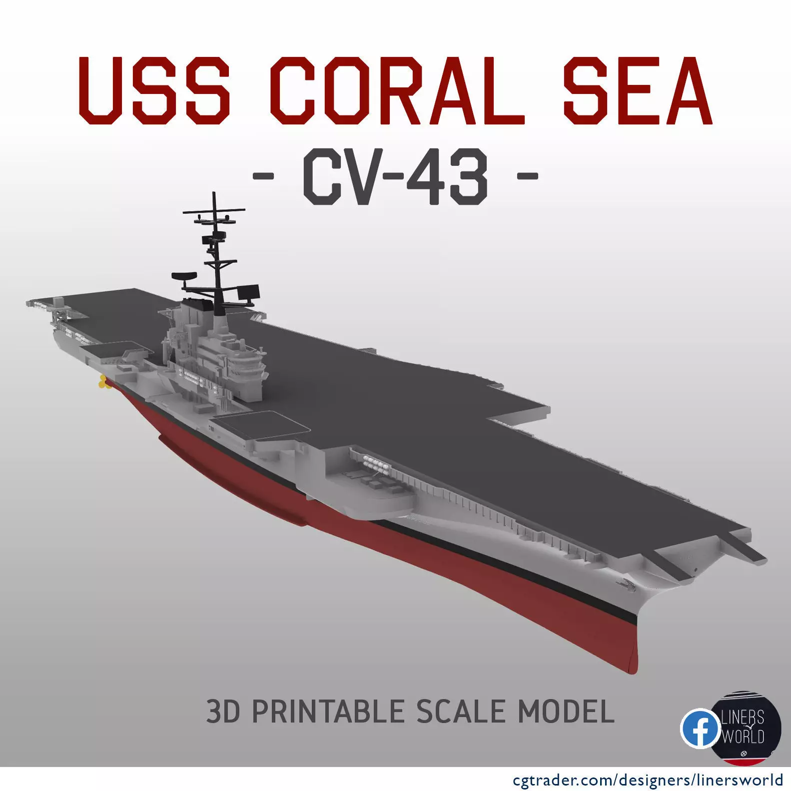 USS CORAL SEA CV43 aircraft carrier print ready model 3D print model_0