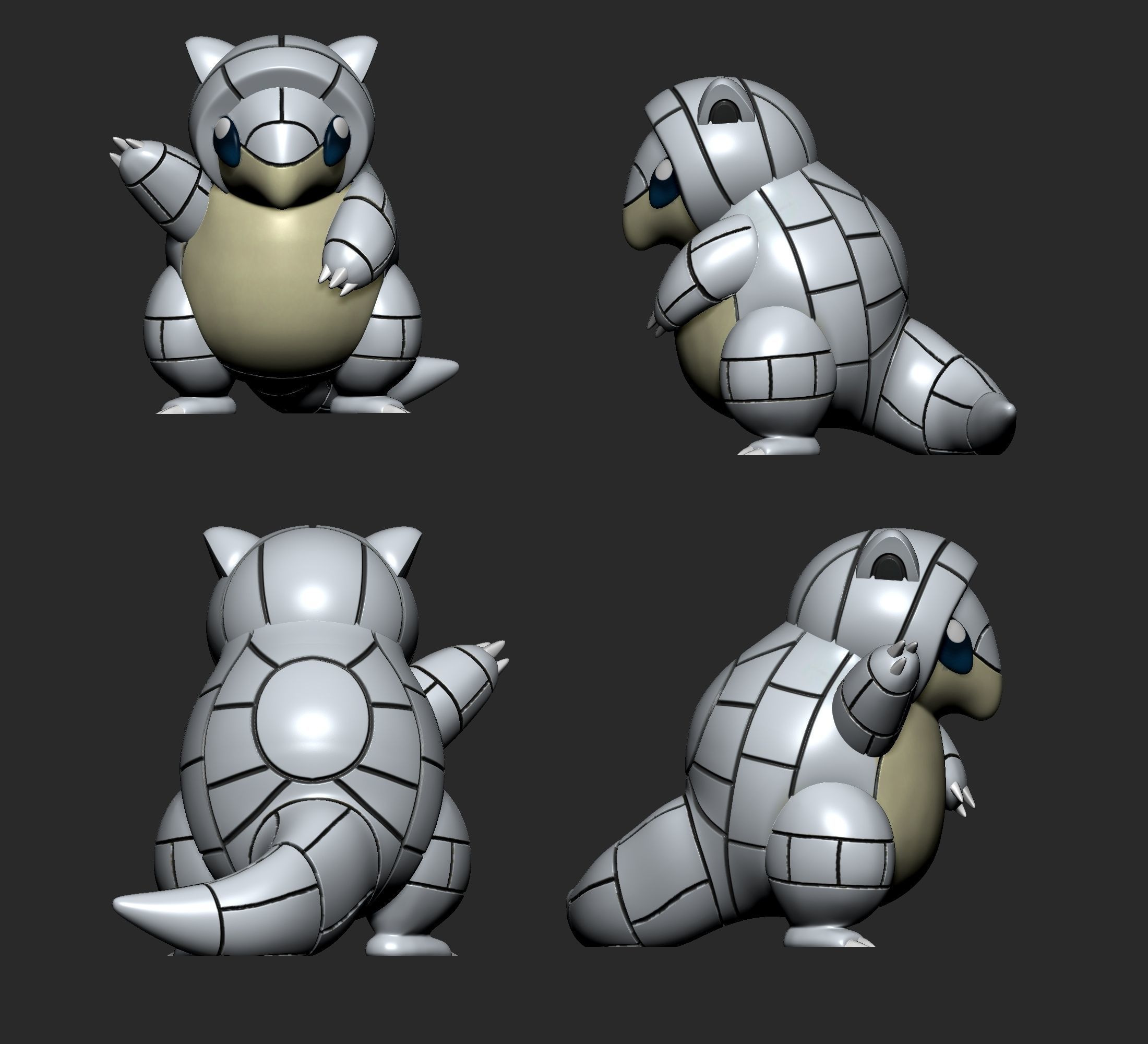 Pokemon - Alolan Sandshrew and Sandslash with 2 poses 3D print model_5