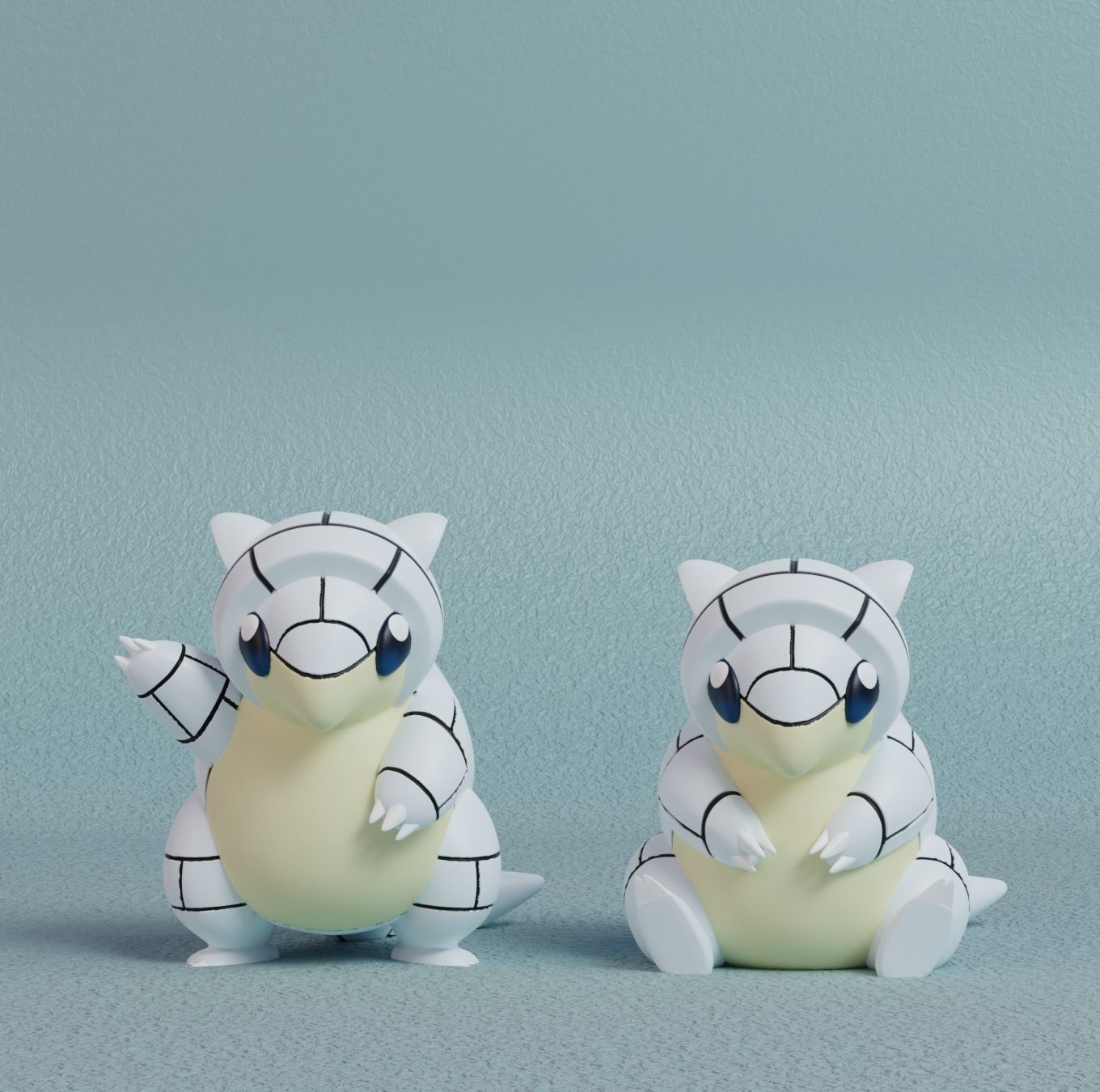 Pokemon - Alolan Sandshrew and Sandslash with 2 poses 3D print model_1