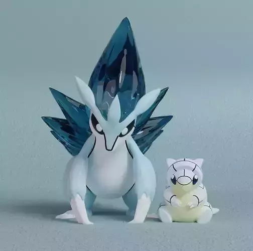 Pokemon - Alolan Sandshrew and Sandslash with 2 poses 3D print model