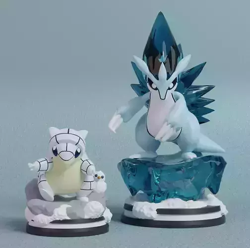 Pokemon - Alolan Sandshrew and Sandslash Figure  3D print model
