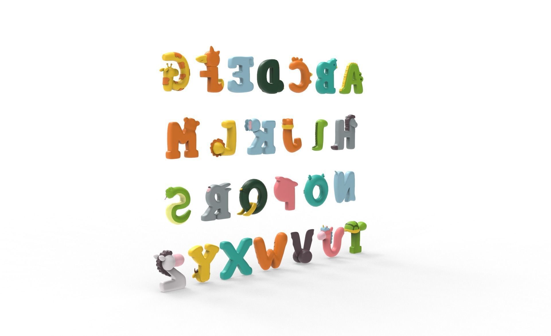 Cartoon Animal Alphabet v005 3D model_6