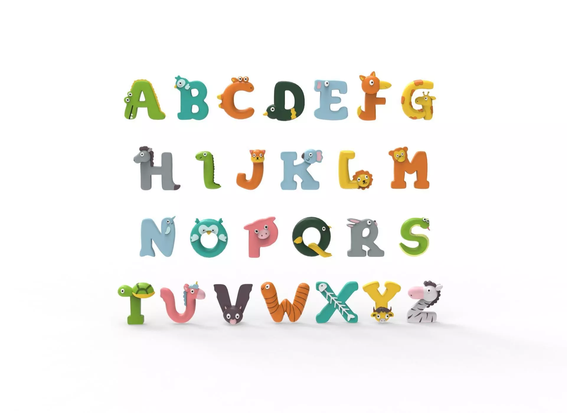 Cartoon Animal Alphabet v005 3D model_0