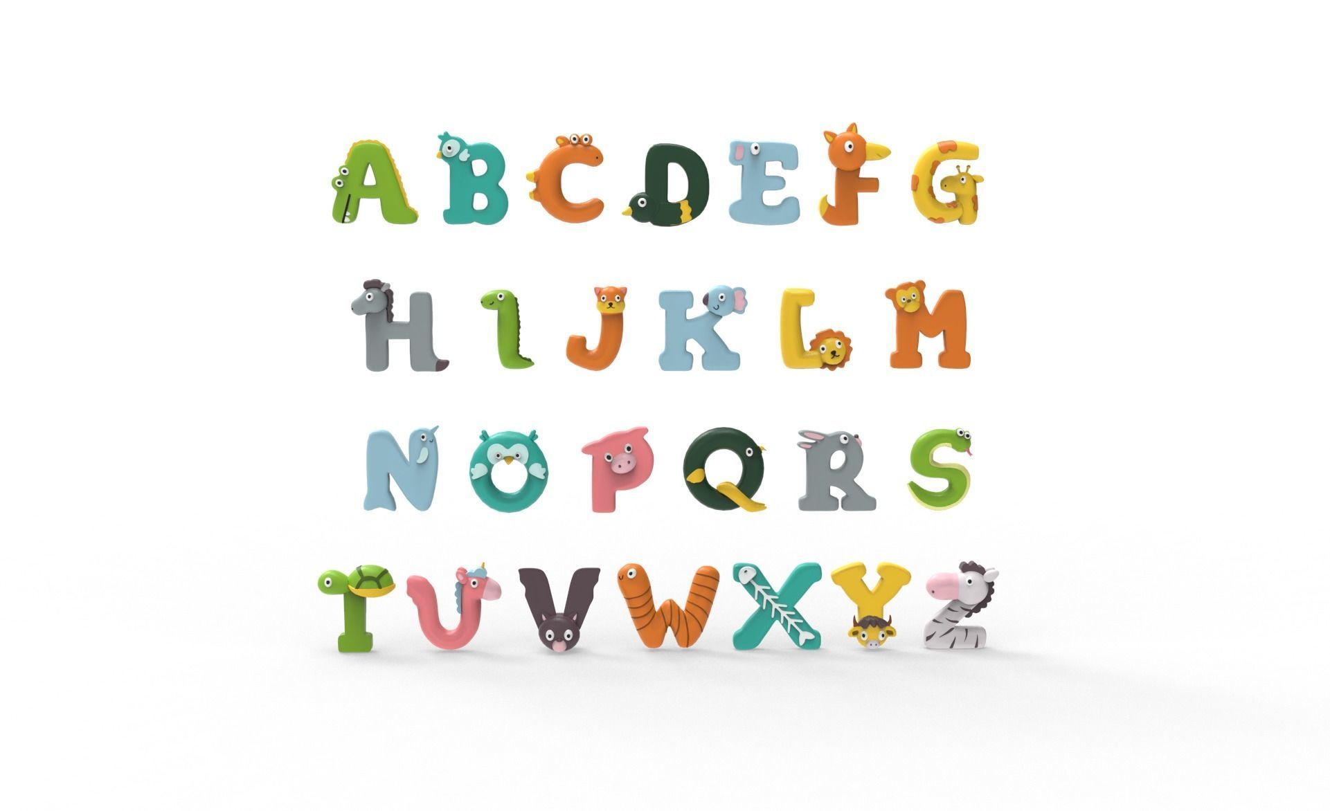 Cartoon Animal Alphabet v005 3D model_1