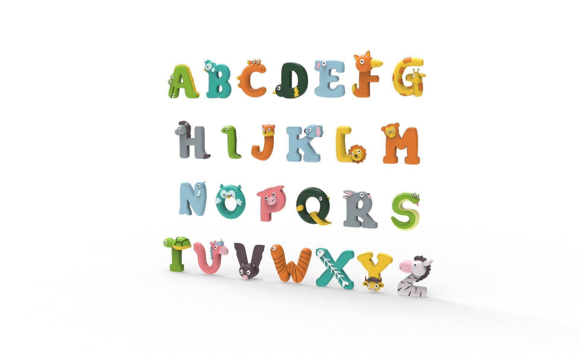 Cartoon Animal Alphabet v005 3D model_2