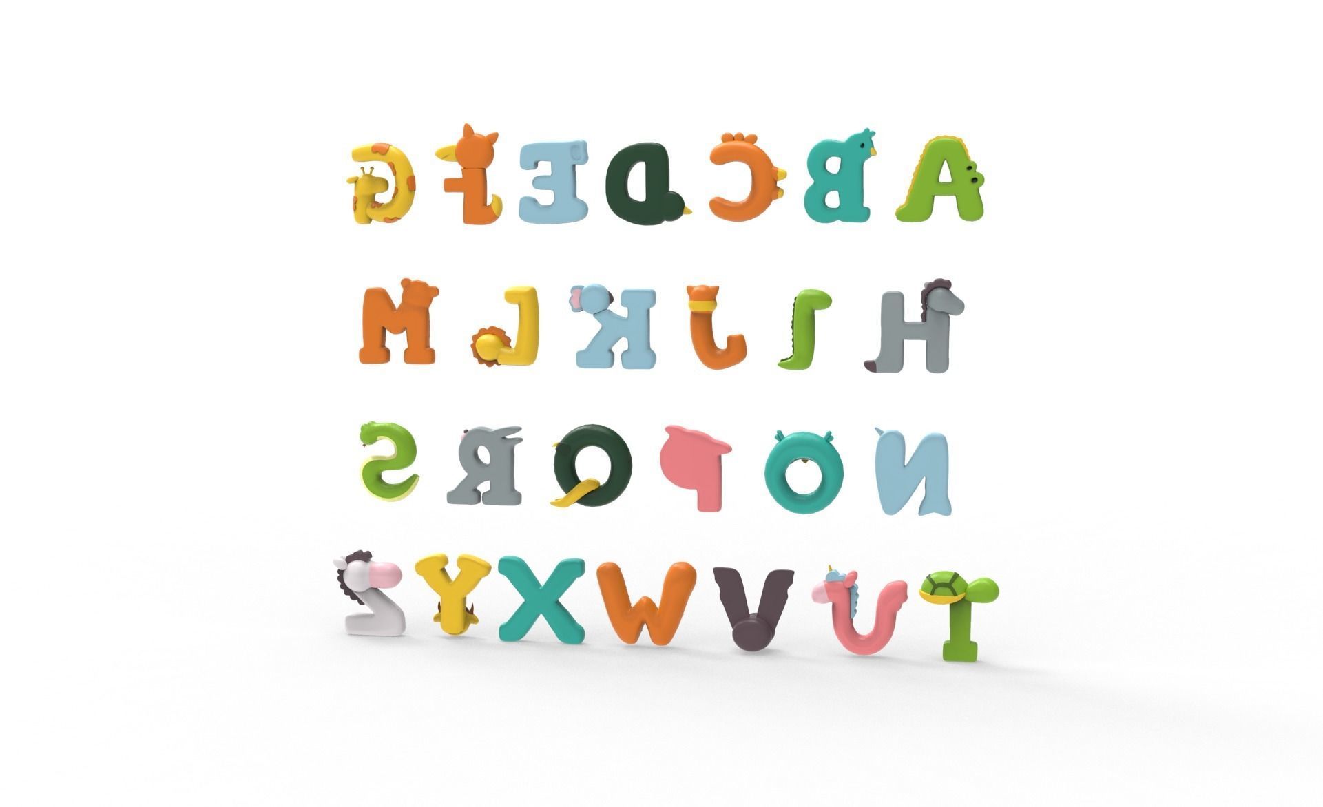 Cartoon Animal Alphabet v005 3D model_8
