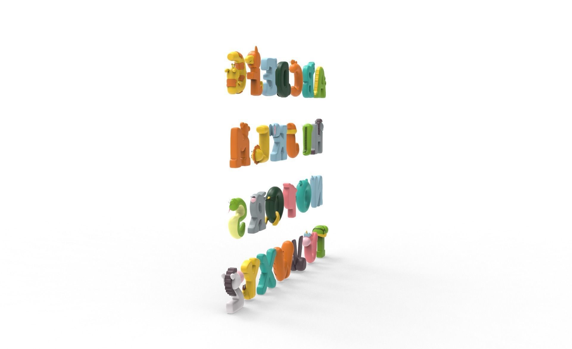 Cartoon Animal Alphabet v005 3D model_5