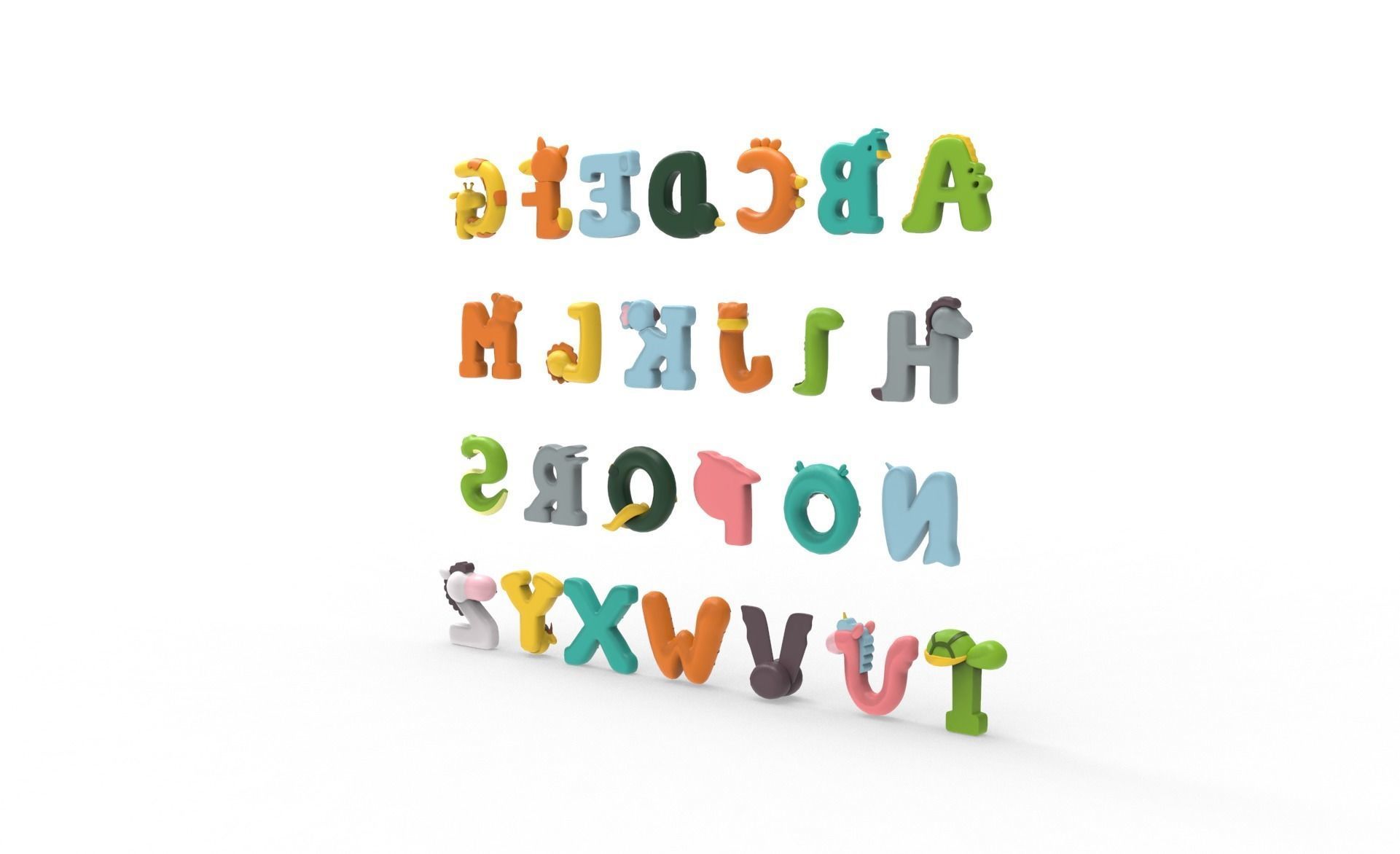 Cartoon Animal Alphabet v005 3D model_9