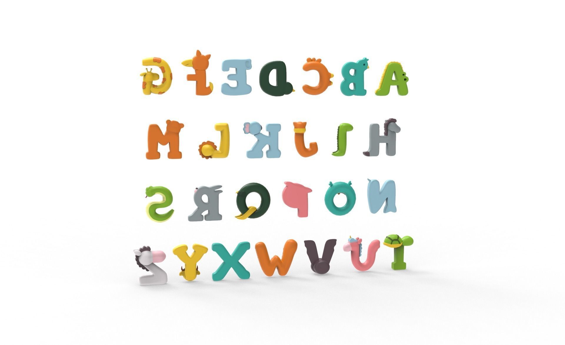 Cartoon Animal Alphabet v005 3D model_7