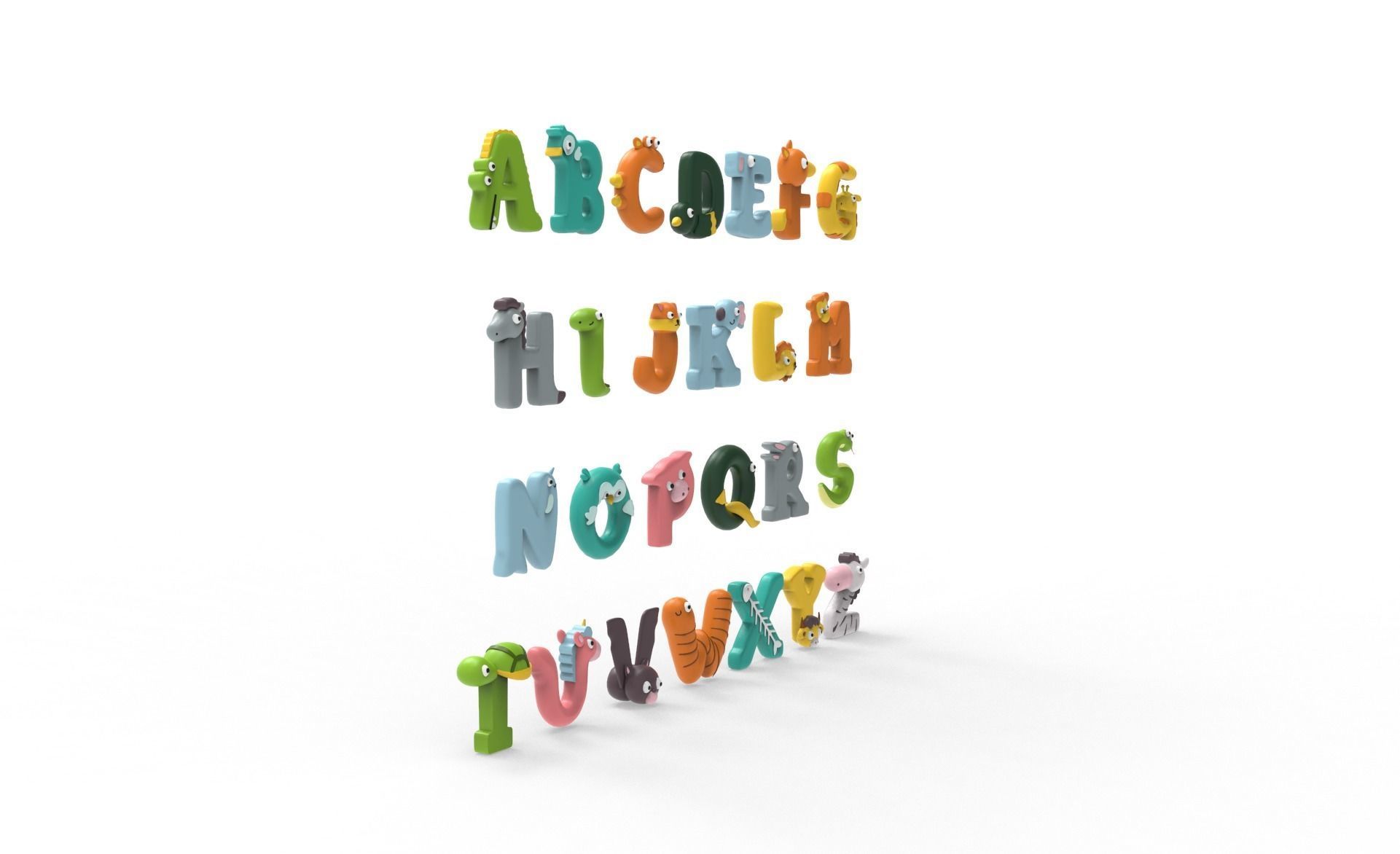 Cartoon Animal Alphabet v005 3D model_12