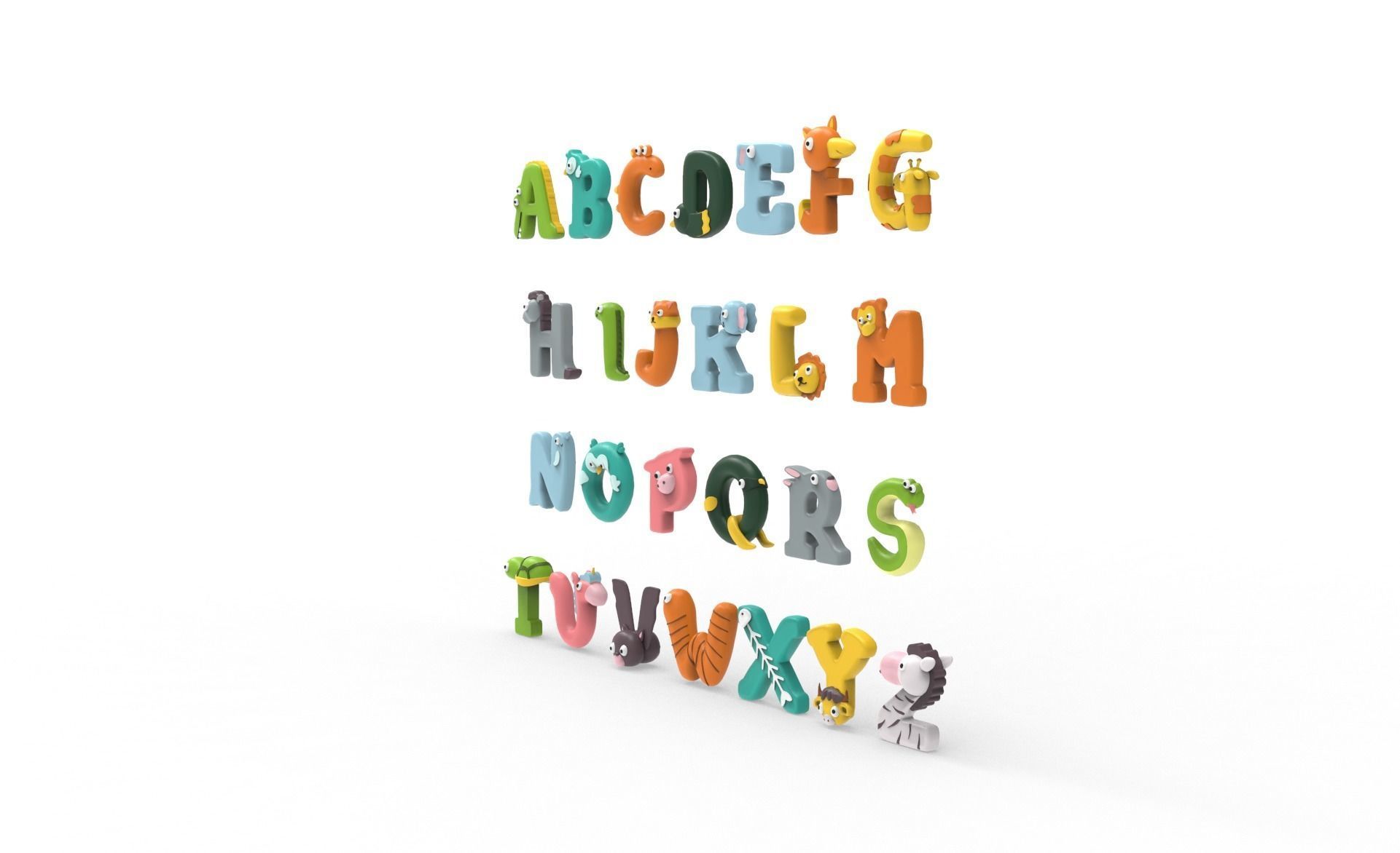 Cartoon Animal Alphabet v005 3D model_3