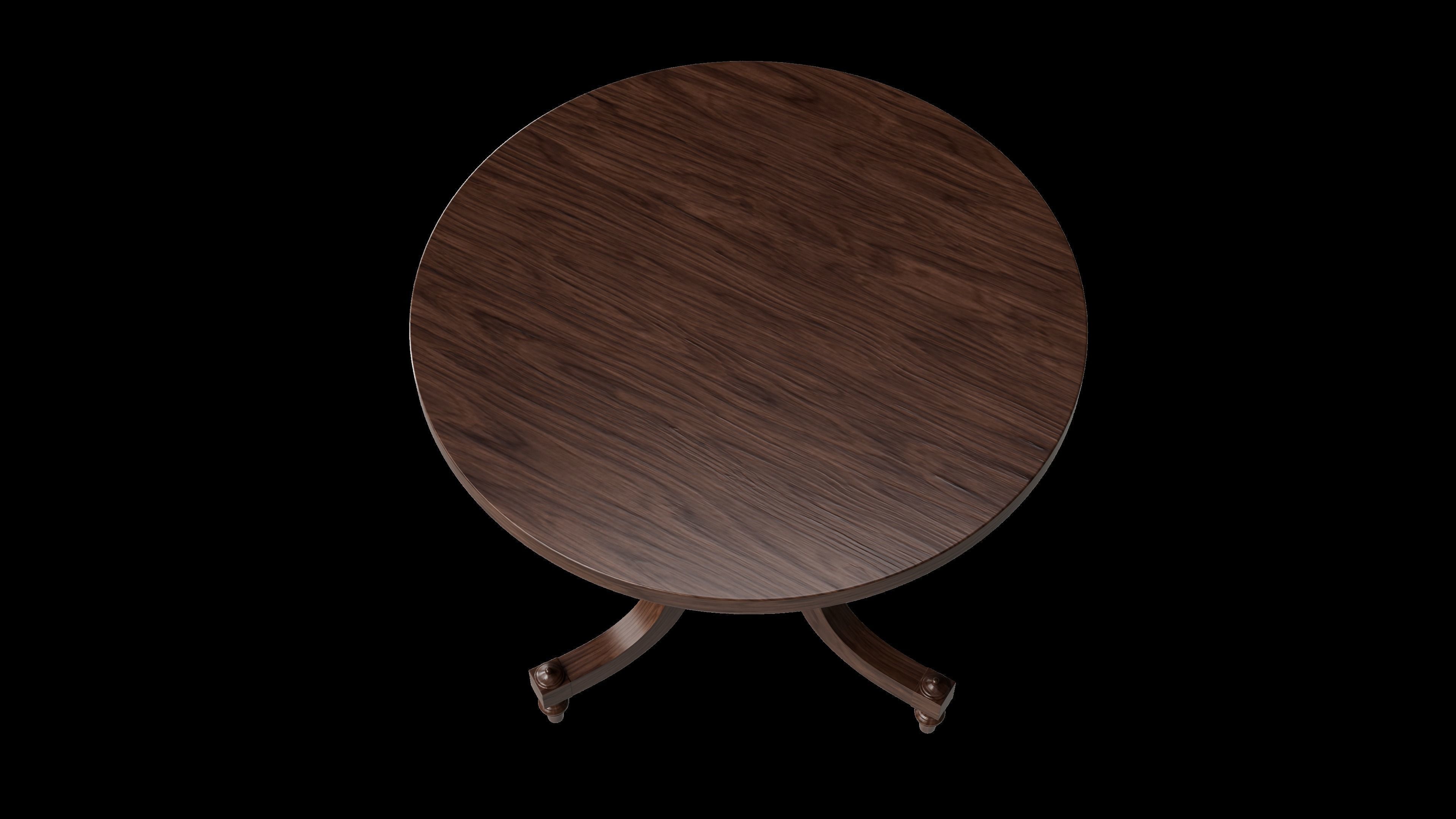 Round wooden table 3D model_3