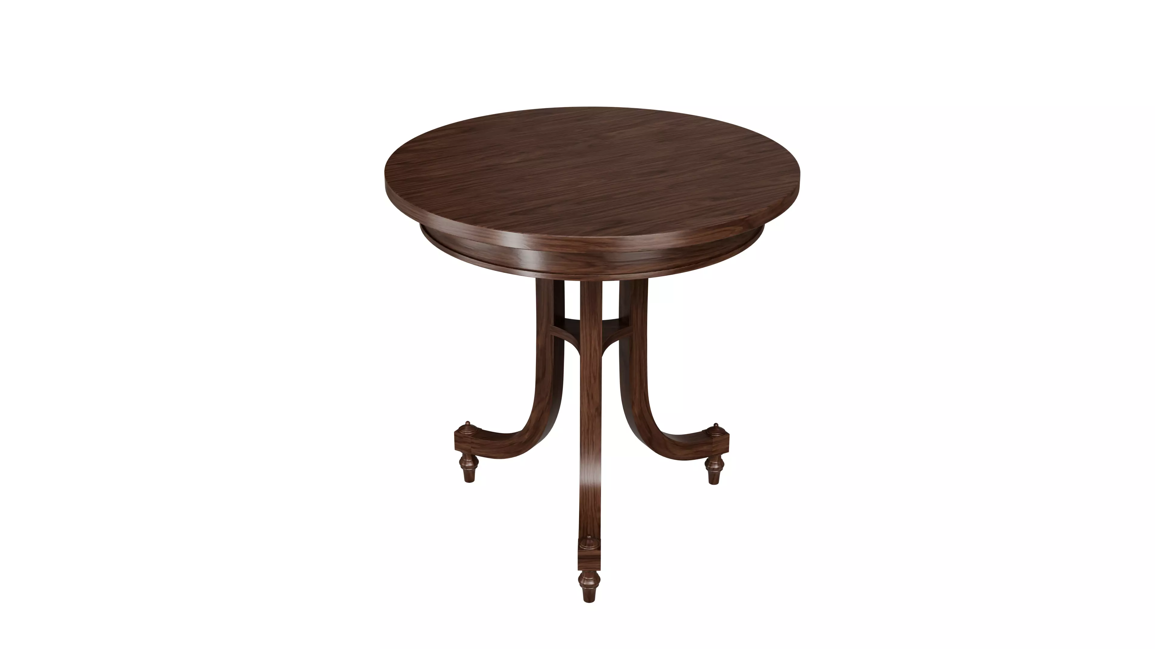 Round wooden table 3D model_0